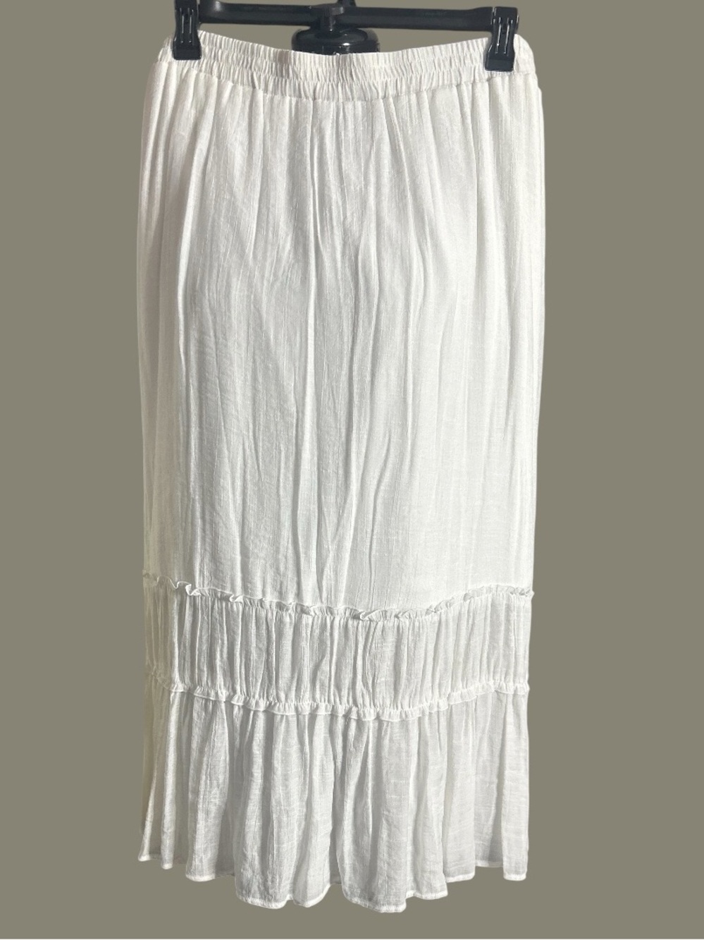 AGB White Tiered Maxi Skirt with Elastic Waist and Drawstring - Picture 2 of 2